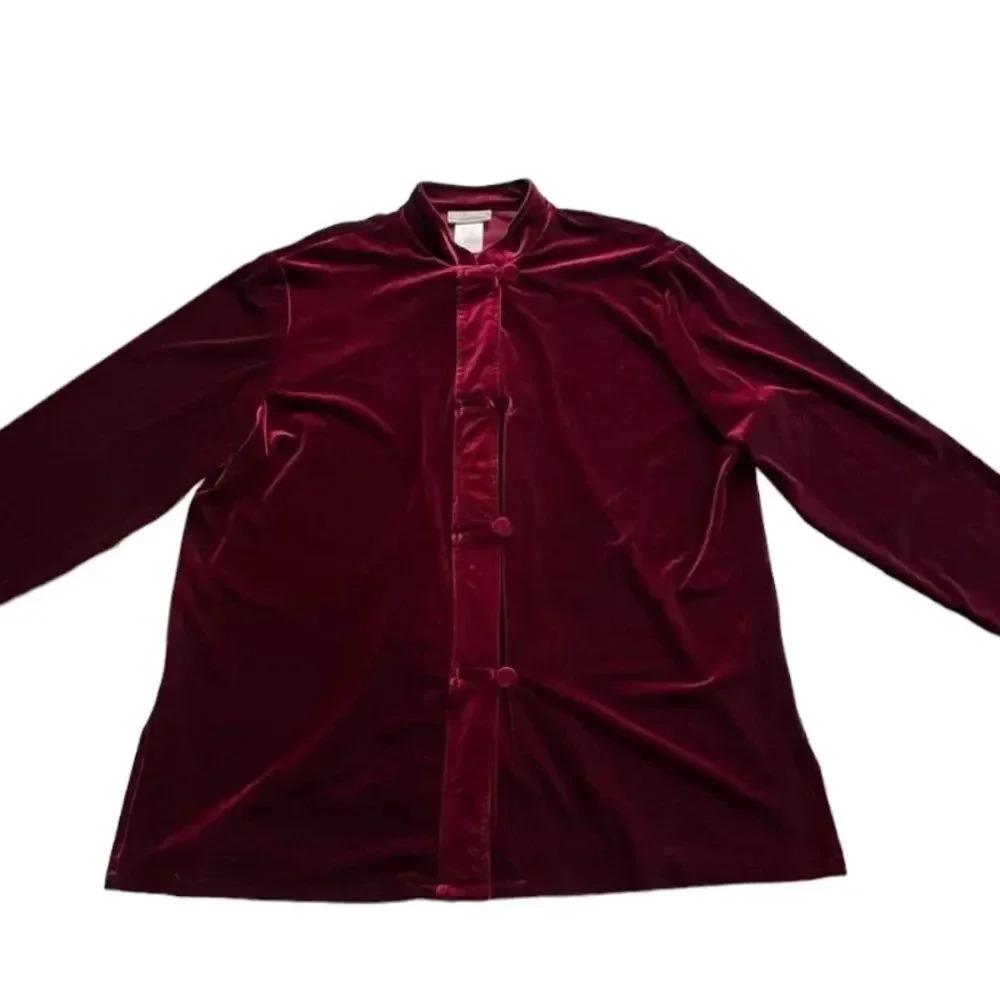 Coldwater Creek burgundy velvet feel blazer, coat. Women’s XL